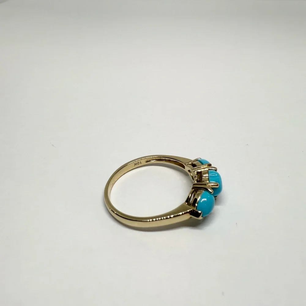 NEW Solid 10K Gold Natural Turquoise Ring - Picture 6 of 6